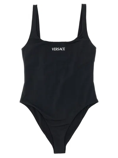 Versace ' Logo' One-piece Swimsuit In Black