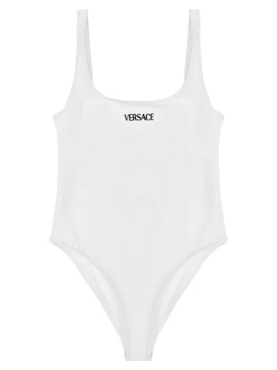 Versace ' Logo' One-piece Swimsuit In White
