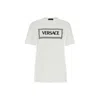 Versace Logo-print Crew Neck T-shirt In White Black