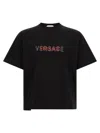 Versace T-shirt With Embroidered Logo In Multi