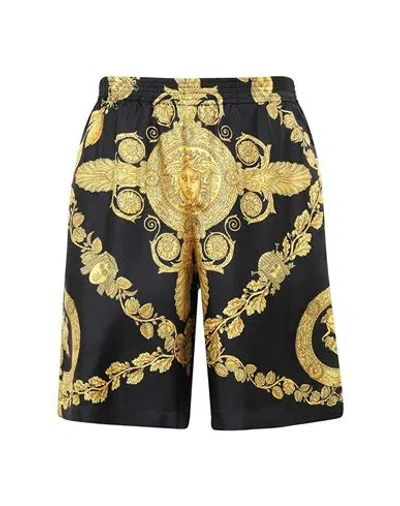 VERSACE VERSACE VERSACE MASCHERA BAROQUE SILK BERMUDA SHORTS MAN SHORTS & BERMUDA SHORTS BLACK SIZE 34 COTTO