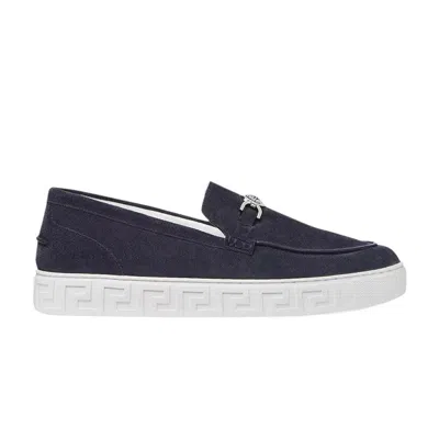 Pre-owned Versace Medusa '95 Suede Greca Loafer 'blue' | Men's Size 40