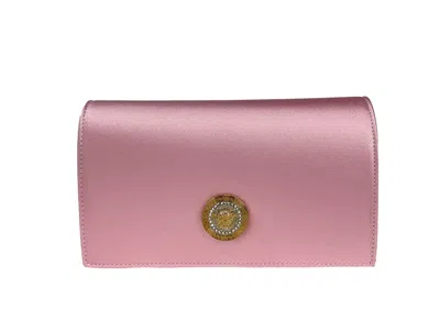 Versace Medusa Crystal Satin Mini Chain Crossbody Bag Women's Purse In Gold