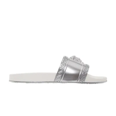 Pre-owned Versace Medusa Slide 'silver' | Men's Size 41