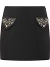 Versace Miniskirt With Jewel Pockets In Black