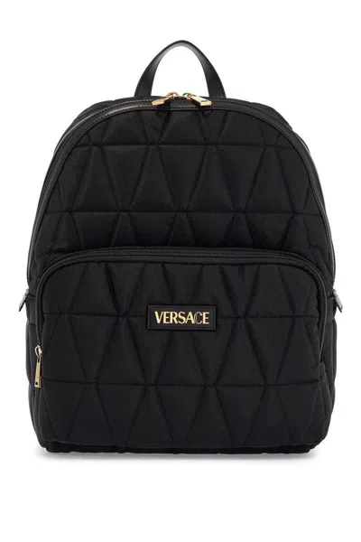 Versace Myth Nylon Backpack In Black