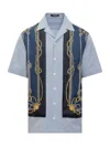 Versace Nautical-print Striped Shirt In Blue