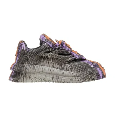 Pre-owned Versace Odissea Caged Rubber Medusa Sneaker 'grey Orange Python' | Men's Size 40.5