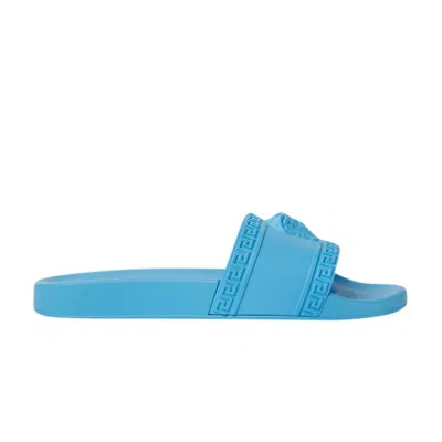 Pre-owned Versace Palazzo Medusa Pool Slide 'blue' | Men's Size 40