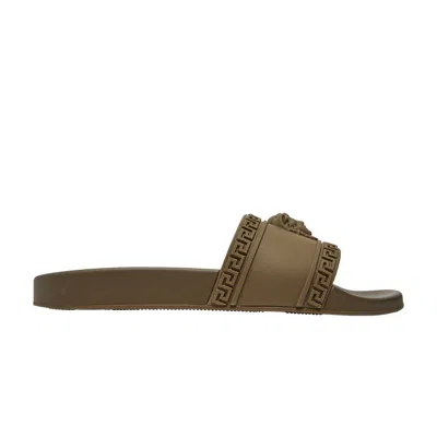 Pre-owned Versace Palazzo Medusa Pool Slide 'brown' | Men's Size 46