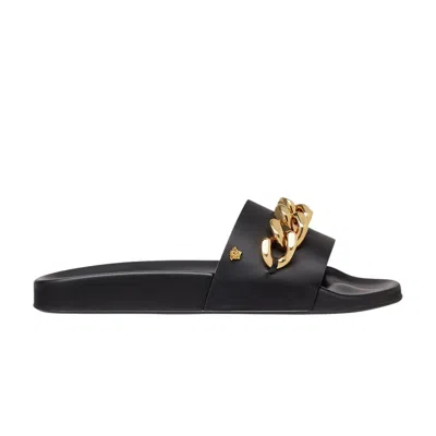 Pre-owned Versace Pool Slide 'medusa Chain - Black' | Men's Size 40