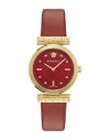 Versace Regalia Diamond Timepiece With Red Guilloche Dial In Gold