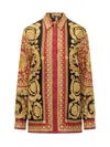 Versace Baroque Print Long Sleeve Collared Top In Multi