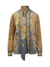 Versace Silk Shirt With Baroque Print In Multi