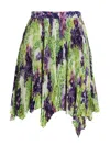 Versace Logo Orchid-print Pleated Asymmetric Skirt In Multicolor