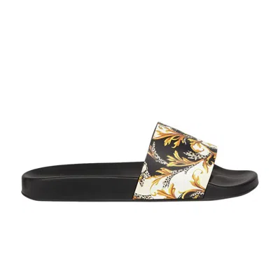 Pre-owned Versace Slide 'acanthus Print' | White | Men's Size 42