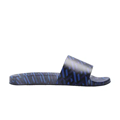 Pre-owned Versace Slide 'monogrammed Geometric Logo - Blue' | Men's Size 39