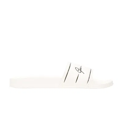 Pre-owned Versace Slide 'signature Logo - White Black' | Men's Size 38