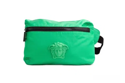 Versace Small Bright Green Nylon Matte Medusa Belt Bag Waist Fanny Pack Women's Purse In Black