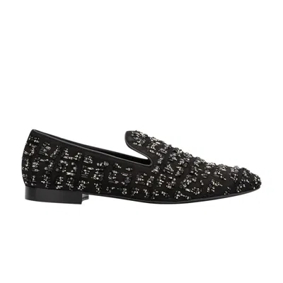 Pre-owned Versace Suede Bead-embellished Slipper 'black Silver' | Men's Size 39