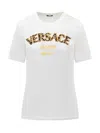 Versace Logo-embroidered Crewneck T-shirt In White