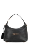 Versace Tag Hobo Bag In Leather With Embossed Logo In Black