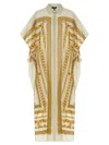 Versace Multicolordress With Classic Collar And All-over Chain Print In Multicolor