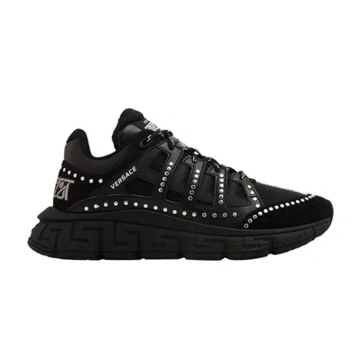 Pre-owned Versace Trigreca 'black Silver Studs' | Men's Size 44