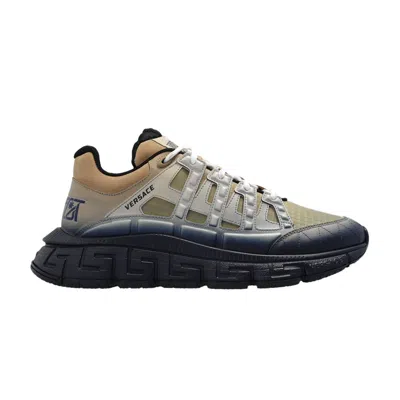 Pre-owned Versace Trigreca 'sand Navy Blue Sprayed' | Cream | Men's Size 42