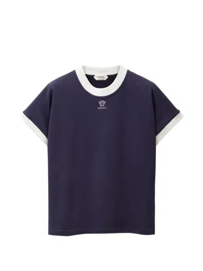 Versace Slim T-shirt In Stretch Cotton Jersey In Purple