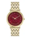 Versace V-dollar Bracelet Watch With Red Guilloche Dial In Gold