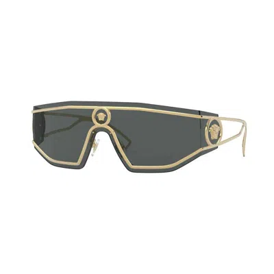 Versace Grey Shield Unisex Sunglasses Ve2226 100287 145 In Gray