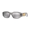 Versace Light Grey Mirrored Silver Geometric Unisex Sunglasses Ve4361 311/6g 53