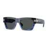 Versace 55mm Plaque Rectangular Sunglasses In Blue