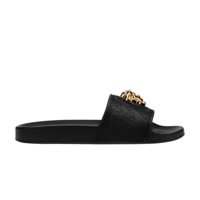 Pre-owned Versace Wmns Palazzo Medusa Pool Slide 'black' | Women's Size 11