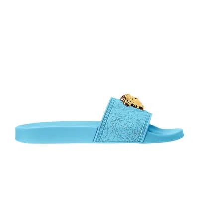 Pre-owned Versace Wmns Palazzo Pool Slides 'light Blue' | Women's Size 36.5