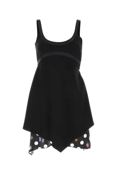 Versace Versatile Black Acetate-blend Mini Dress With Silk Lining