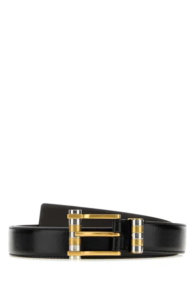 Versace Versatile Black Leather Belt For Men In Multi