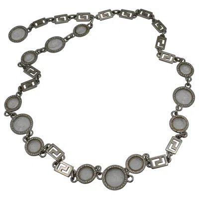 Pre-owned Versace Versatile By Gianni  Vintage Iconic Medusa And Greek Chain Belt In Gray