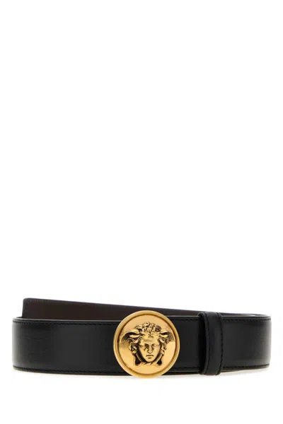 Versace Versatile Calf Leather Belt With 3.5 Cm Height In Black