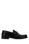 Versace Medusa Croc-effect Leather Loafers In Black