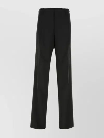VERSACE VIRGIN WOOL PLEATED STRAIGHT-LEG TROUSERS