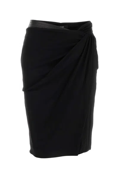 Versace Versatile Stretch Viscose Mini Skirt With Contrast Lining In Black