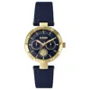 Versace Versus By  Gold-tone Ip Chronograph Leather Ladies Watch In Blue