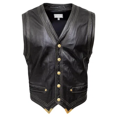 Pre-owned Versace Versus Leather Vest - '90s In Black