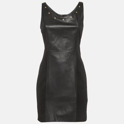 Versace Versus  Black Leather And Neoprene Mini Dress