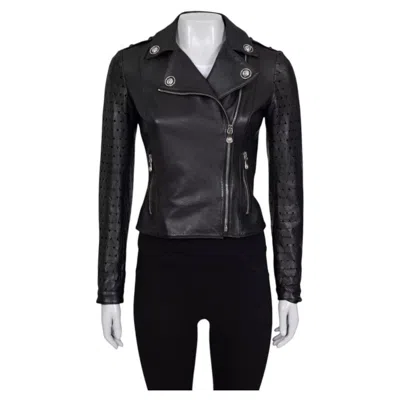Pre-owned Versace Versus  Black Leather Jacket - Size 38/xs