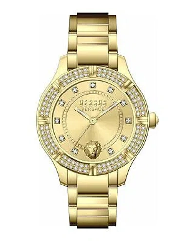 Pre-owned Versace Versus  Womens Canton Road Crystal Gold 36mm Bracelet Fashion Watch