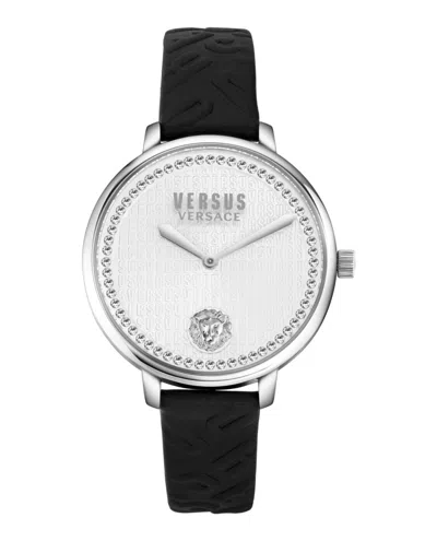 Pre-owned Versace Versus  Womens La Villette Crystal 36mm Strap Fashion Watch In Silver