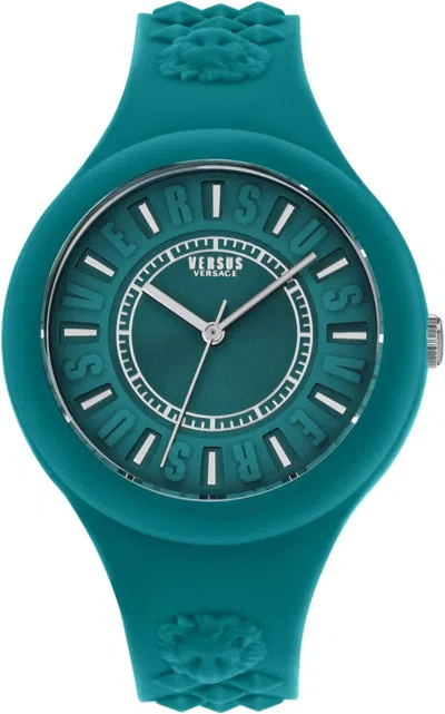 Pre-owned Versace Versus  Womens Watch Fire Island Fashion Sporty Silicone Strap Green 39mm